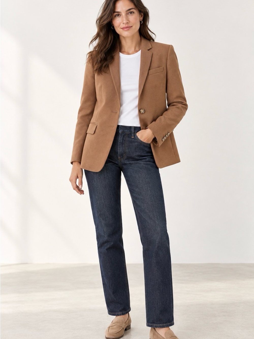 J. Crew Camel Brown Single-Button Wool Blazer
